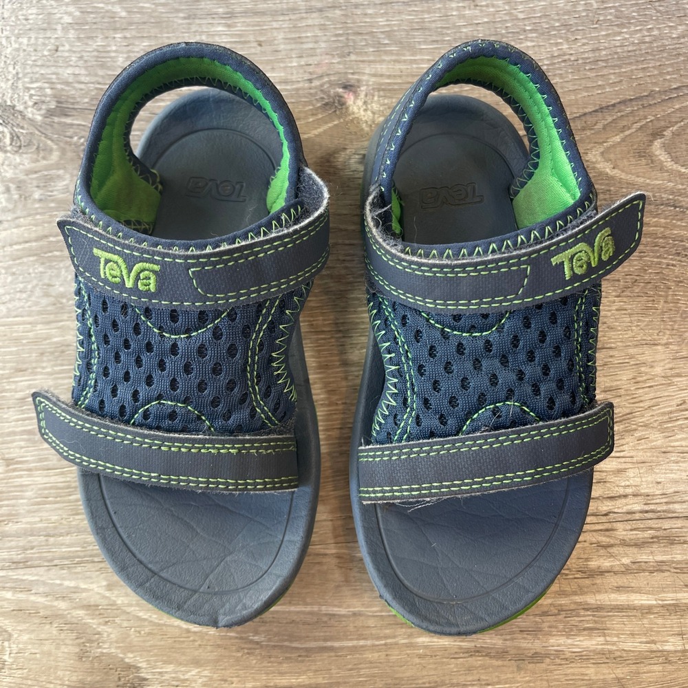 Teva Toddler Psyclone 6 Sandals Navy Blue Green Mesh Water Shoes Size 9T